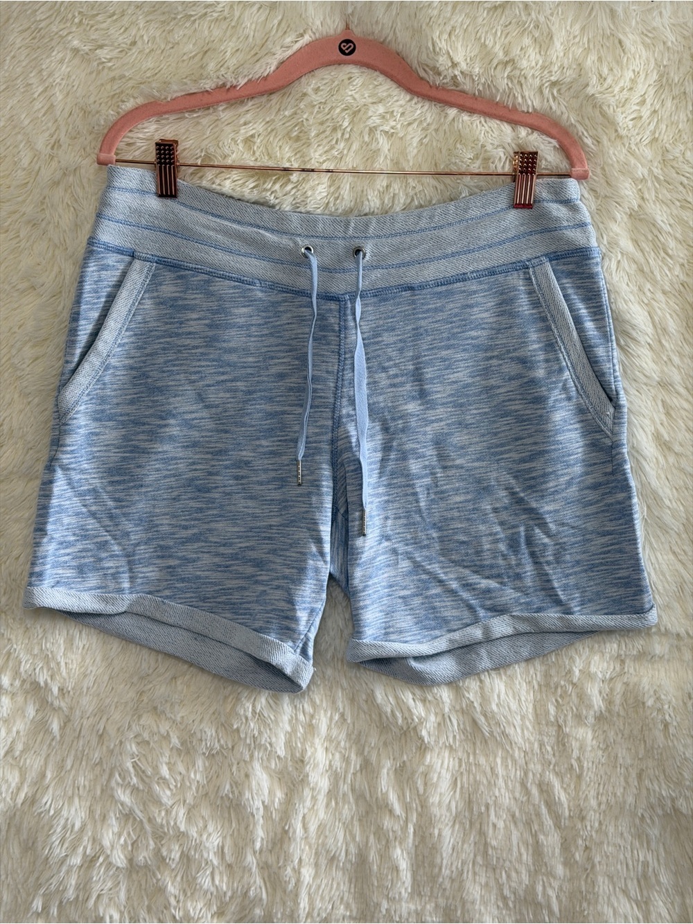 Calvin Klein Womens Lounge Shorts Size M Heathered Blue Drawstring Waist Pockets
